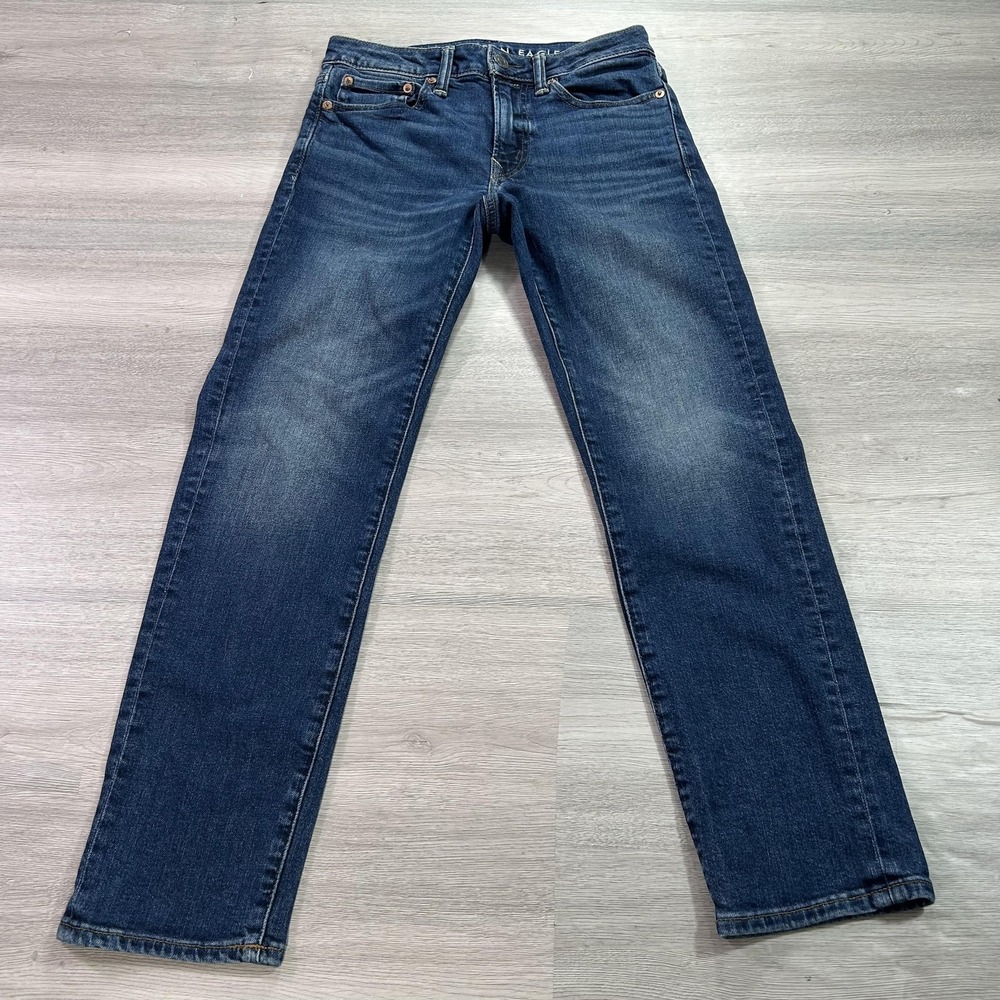 American‎ Eagle Jeans Mens 26x28 Blue Slim Straight AirFlex+ Stretch Dark Wash